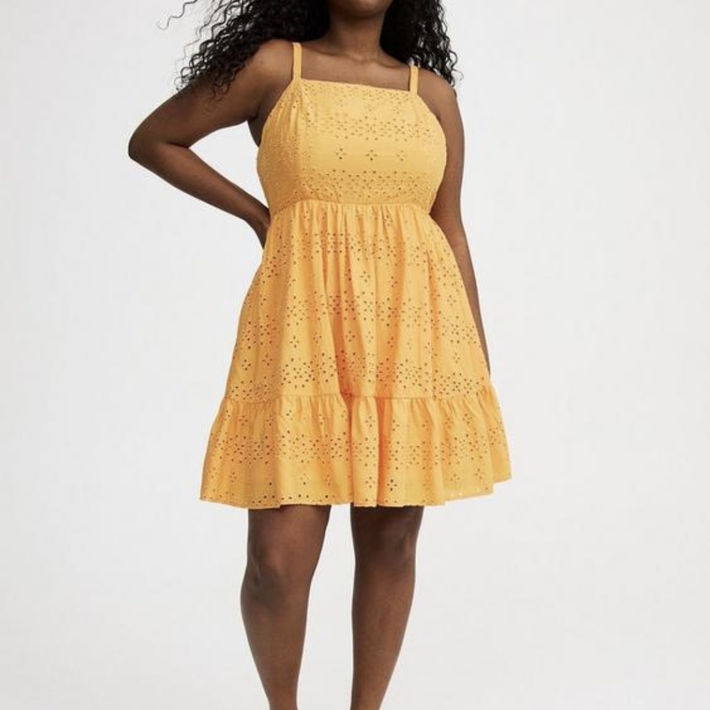 NWOT Torrid Yellow/Orange Eyelet Mini Dress Size 0X